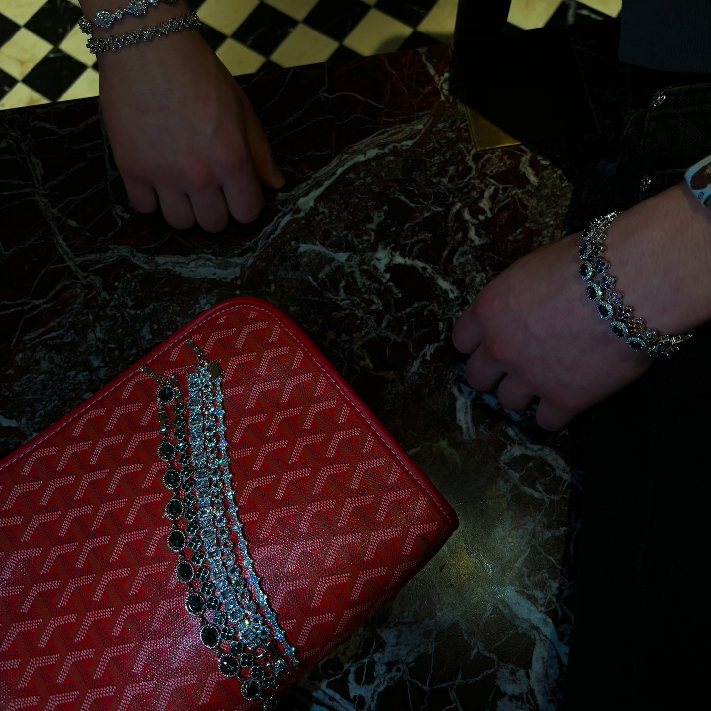 Iced Linked Clover Bundle Armband - Multicolor Diamant