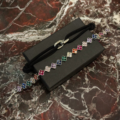 Iced Linked Clover Bundle Armband - Multicolor Diamant